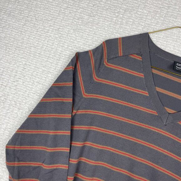 Peak Performance Men's XL V-Neck Sweater Jumper Thin Knit Grey / Red Outdoors - Picture 3 of 16